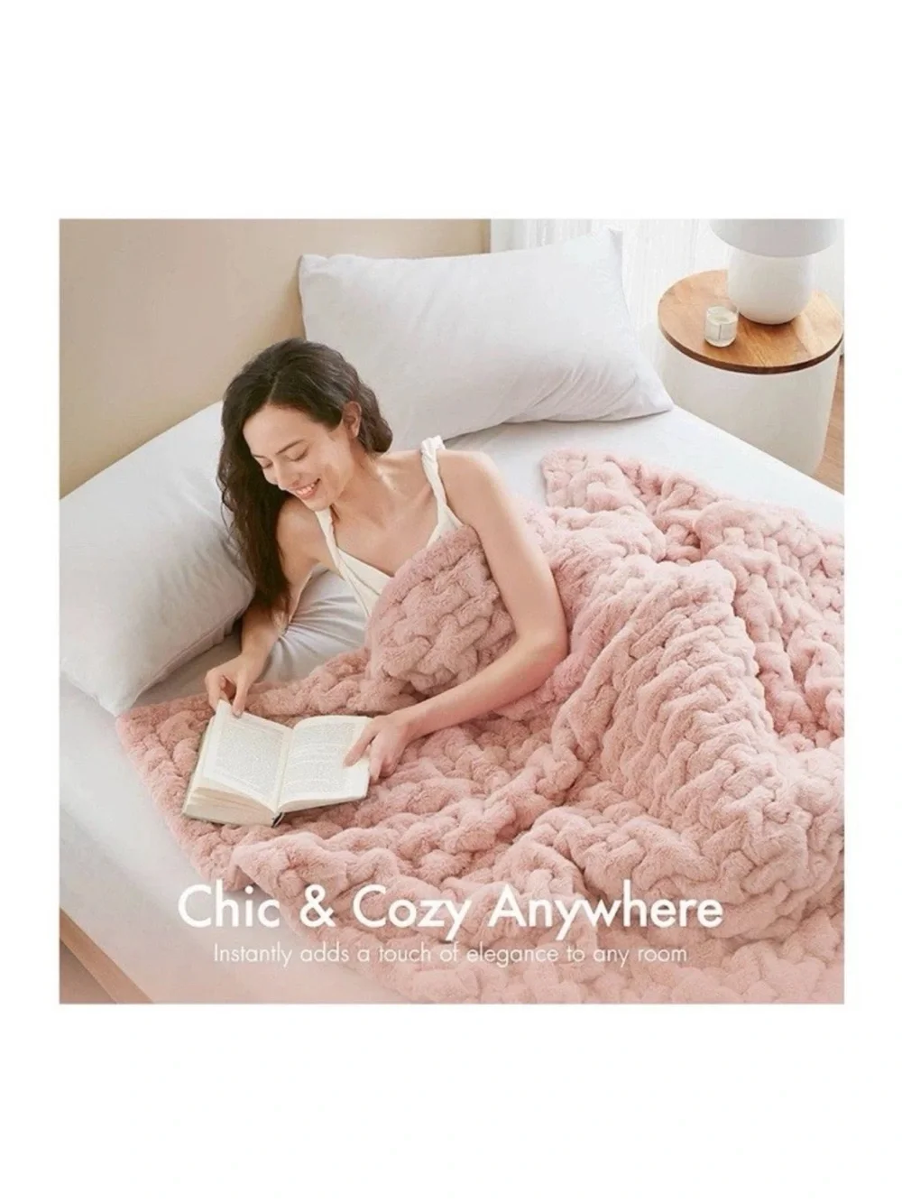 Madison Park Ruched Fur Faux Fur Throw Blanket Pink 50x60 Polyester OEKO-TEX